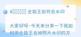 全能王如何去水印