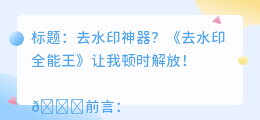 《去水印全能王》