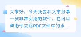PDF不用付费的去水印软件