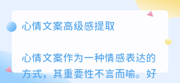 心情文案高级感提取