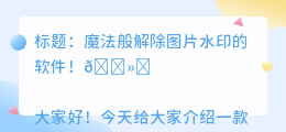 电脑去水印的软件