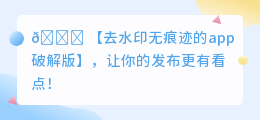 去水印无痕迹的app破解版