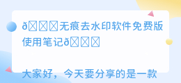 无痕去水印软件免费版