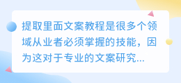 怎么提取里面文案教程