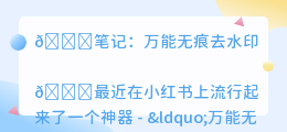 万能无痕去水印