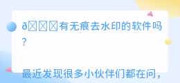 有无痕去水印的软件吗