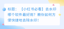 去水印哪个软件最好用