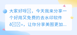 好用又免费的去水印软件