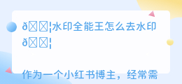 水印全能王怎么去水印