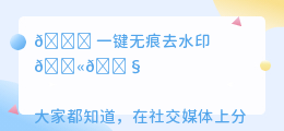一键无痕去水印