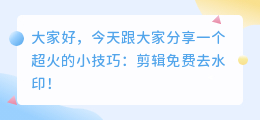剪辑免费去水印