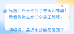 去水印全能王教程