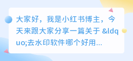 去水印软件哪个好用电脑版