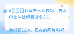去水印软件破解版