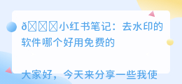 去水印的软件哪个好用免费的