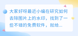 去水印无痕迹免费软件有哪些