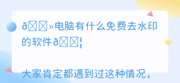 电脑有什么免费去水印的软件