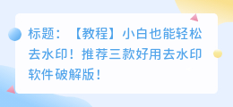 去水印软件破解版