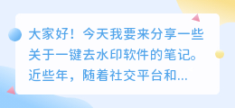 一键去水印软件有哪些