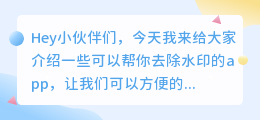 哪个app可以免费去水印