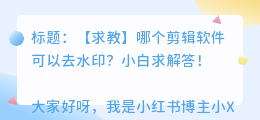 哪个剪辑软件可以去水印