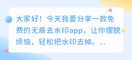 免费无痕去水印app下载