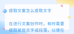 提取文案怎么提取文字