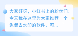 推荐一个去水印的软件免费