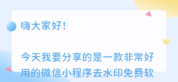 微信小程序去水印免费软件