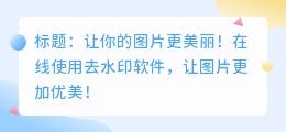 去水印软件在线使用
