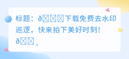 下载免费去水印巡逻