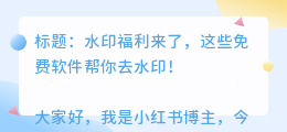 去水印的免费软件有哪些好用