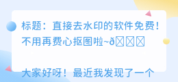 直接去水印的软件免费