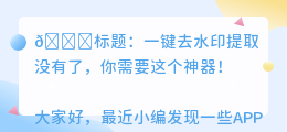 一键去水印提取没有了