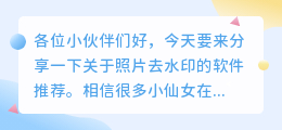 照片去水印什么软件好