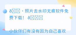 照片去水印无痕软件免费下载