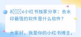 去水印最强的软件是什么软件