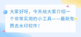 最新免费去水印软件