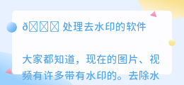 处理去水印的软件