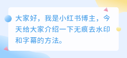 怎么无痕去水印和字幕