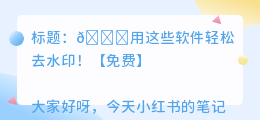 用什么软件去水印免费
