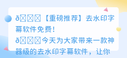 去水印字幕软件免费