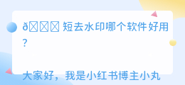 短去水印哪个软件好用