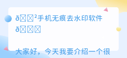 手机无痕去水印软件
