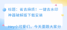 一键去水印软件破解版下载安装