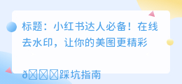 小荭薯在线去水印网站