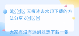 无痕迹去水印下载