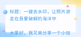 一键去水印 吾爱破解