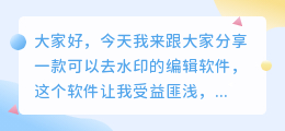 可以去水印的编辑软件