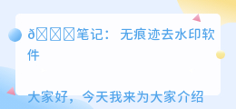 无痕迹去水印软件